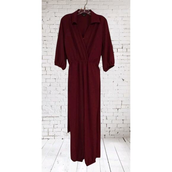 Fraiche By J Belted Jumpsuit 3/4 Sleeve Red Jogger size‎ small - Picture 1 of 5